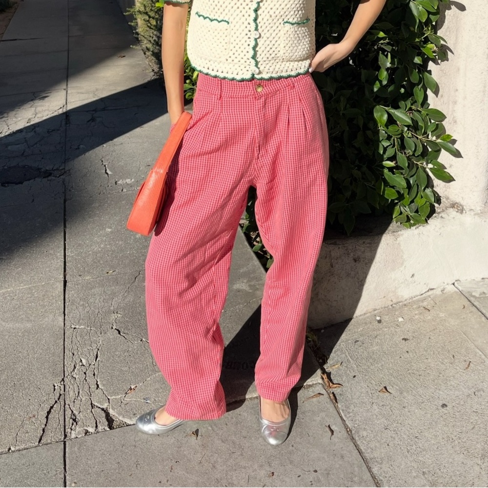 Big Bud Press Red Pink Gingham Trousers Pants Xs